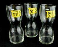 Vintage Libbey Clear Glass TAB Soda Glasses Set 3  