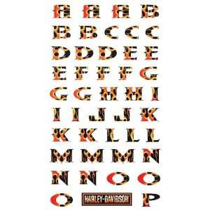 Harley Davidson Motorcyle Flame Alphabet and Number Scrapbook Stickers 