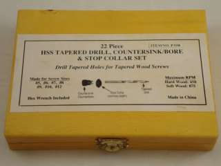 Vintage 22 pc HSS Tapered Drill, Countersink/Bore & Stop Collar  