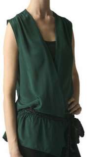  Geren Ford Belted Silk Tunic in Hunter Green: Clothing