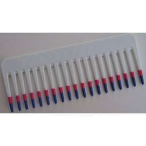  White Wide Tooth Hair Comb with Hot Pink and Blue Tips   6 