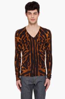 Alexander Mcqueen Leopard Print V neck Sweater for men  