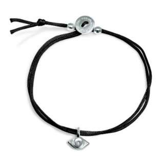 Alex Woo Mini Cord Bracelet Black Sterling Silver Mini Evil Eye 