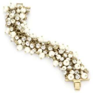 Danielle Stevens Clear Vintage Glass Pearl Cluster Bracelet 