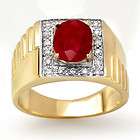 ACA Overstock genuine 2.25ctw Ruby & Diamond Mens Ring Gold