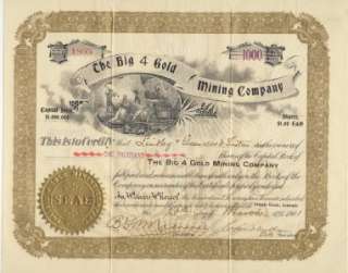 1901 Stock BIG 4 Gold Mining Co. CRIPPLE CREEK Colorado  
