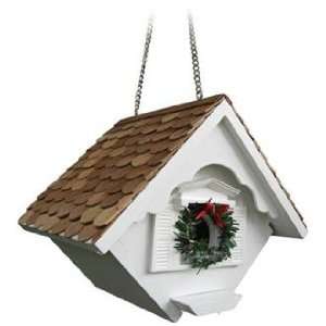  White Christmas Wren Cottage Bird House: Patio, Lawn 