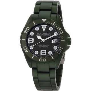 Haurex Italy Mens 7K374UVV Ink Green Aluminum Bracelet Date Watch 