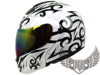 Flip Up White Full Face DOT Motorcycle Helmet Modular L  