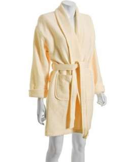 Aegean Apparel yellow cotton waffle knit belted robe   up to 