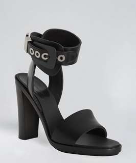 Balenciaga black leather grommet detail ankle wrap sandals