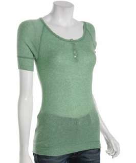 California heather sweet pea cashmere henley sweater  BLUEFLY 