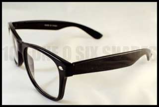 WAYFARER Retro Style Sunglasses Clear Lens BLACK New