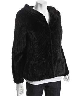 La Fiorentina black knitted mink hooded jacket