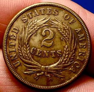 FANTASTIC OLD US COINS 1865 RARE 2 CENT PIECE CIVIL WAR 2C   