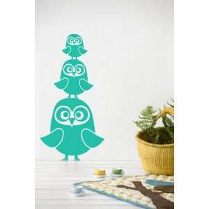  Three Owls in Turquoise Kids Wall Stickers