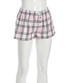 PJ Salvage pink plaid cotton pajama shorts  