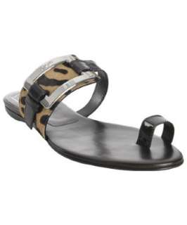 Roger Vivier leopard calf hair toe ring sandals   