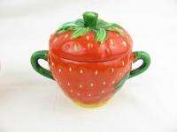   Rossetti Occupied Japan Strawberry Sugar & Creamer Set Tray Ceramic