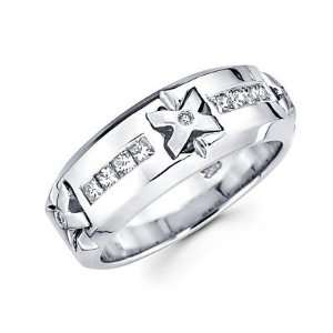Size  4.5   14k White Gold Mens Diamond Wedding Ring Band 1/2 ct (G H 
