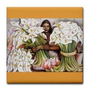 Diego Rivera Girl Selling Cala Art Mexican Tile Coaster by 