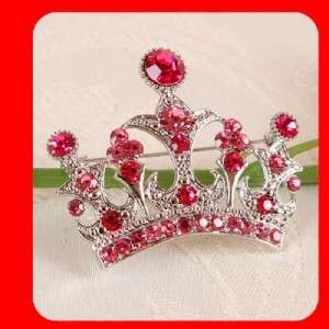 New Rare Crown Brooch Pin Swarovski Pink Crystals  
