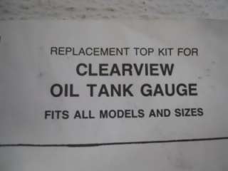 LYNN CLEARVIEW OIL TANK GAUGE REPLACEMENT TOP FITS ALL MODELS  