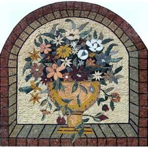  40x44 Flower Marble Mosaic Wall Mural Art Tile: Home 