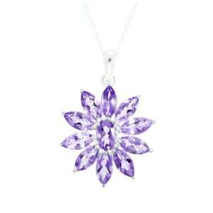   Sterling Silver Multi Gemstone Flower Pendant Necklace, 18 Jewelry