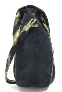 STUART WEITZMAN Gold Black Printed Shoulder Handbag  
