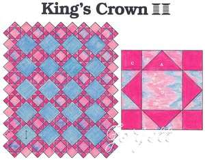Kings Crown Quilt Block & Quilt quilting pattern & templates  
