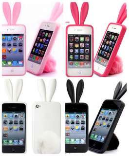 Lovely Rabbit Bunny Ears Tail Silicone Case Iphone 4  