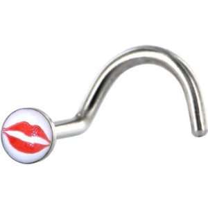  Surgical Steel White and RED LIPS Logo Nose Ring: Jewelry