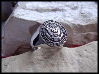 AJS © USA ARMY RING SURGICAL STEEL SILVER MASSIVE (D31)  