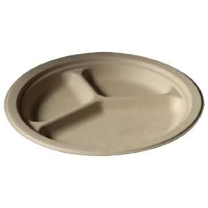   Naturals Round Molded Fiber Compartment Plate 125 Pack (Case of 4