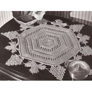 Vintage Crochet PATTERN to make   Irish Crochet Grape/Leaves Doily Mat 