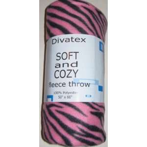    Divatex Soft and Cozy Pink Zebra Fleece Throw