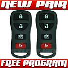 NEW PAIR NISSAN 4 BUTTON KEYLESS ENTRY REMOTE KEY FOB CLICKER 