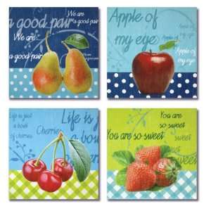  Assorted Fruit Wall Plaques, Set of 4