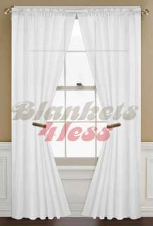 White Solid 4 Panels Voile Sheer Window Curtain   Brand New 