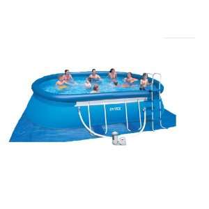  Intex 20 by 12 Foot by 48 Inch Oval Frame Pool Set Patio 