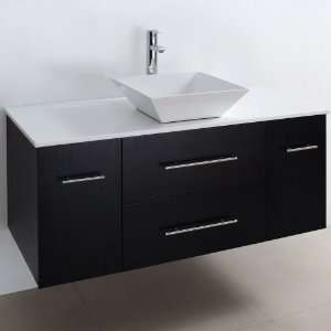  Vanity   Espresso with White Stone Counter and White Porcelain Sink