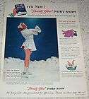 1950 IVORY SNOW Laundry soap SWEATER GIRL ice skater AD