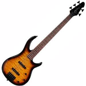   QUILTED MAPLE SUNBURST 5 STRING ELECTRIC BASS GUITAR Musical