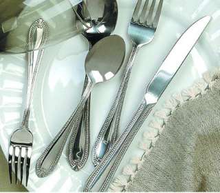 Stainless Steel Flatware Set w/ Steak Knives. High quality stainless 