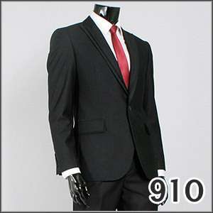 Peak Lapel One Button Black Slim Fit Mens Suits US 40R  