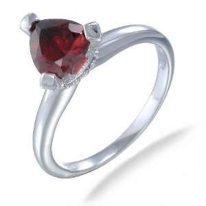  1.35 CT 7MM Heart Cut Red Ring in Sterling Silver 