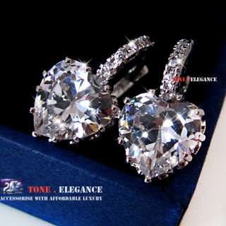  gold gf use swarovski crystal lab diamond women hoop wedding earrings