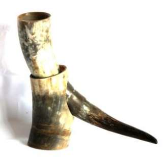 Large Natural Viking Usable Drinking Horn & Stand   Reenactment Oxhorn 