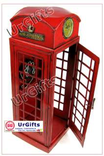   Made 1/5 London Red Telephone Box Booth Model Art Bar Decor Tin Model